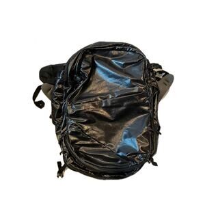 Embark Shiny Black Clamshell Padded Computer Backpack